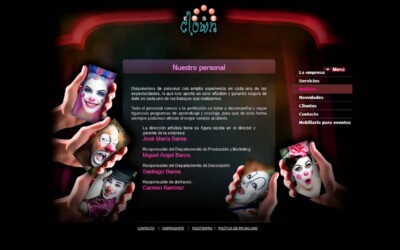 Proyecto web para la empresa de animación Epse Clown, ya no disponible. web epse clown
